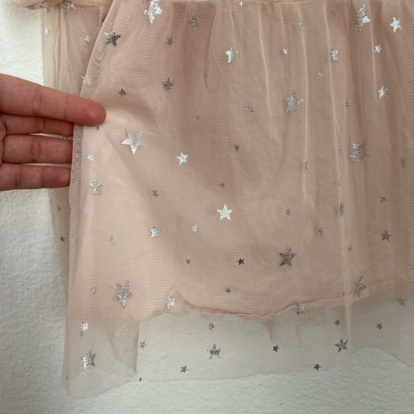 SOLD Old Navy • Light Pink Silver Metallic Star Sheer Sleeves Long Dress - Picture 7 of 15